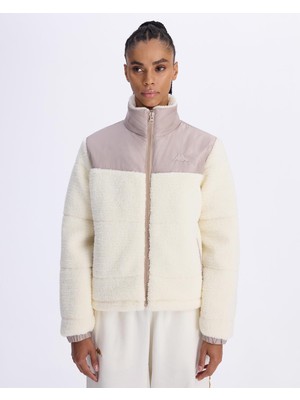 Kappa Authentic Sodani Kadın Beyaz-Kahverengi Oversize Fit Bomber Ceket