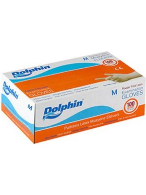 Dolphin Pudrasız Beyaz Lateks Eldiven (100 Adet/kutu)
