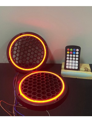 Bi Moda 1 Takım 16 cm (2 Adet) Noen Rgb LED Midrange Kapağı Işıklı Midrange Hoparlör Kapağı Kumanda Adaptör