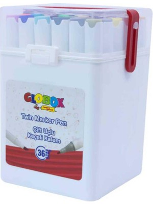 Globox Twin Marker Set Çift Uçlu Keçeli Kalem 36 Renk Plastik Çantalı