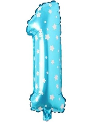 Bal10 Dünyası Puanlı Mavi Renk Rakam Folyo Balon 36 cm Yaş 1