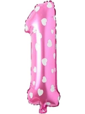 Bal10 Dünyası Puanlı Pembe Renk Rakam Folyo Balon 36 cm Yaş 1