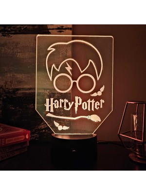 Lerad-Lazer Art Harry Potter 3D Gece Lambası. 16 Renk+Dokunmatik ve Uzaktan Kumandalı Işık.