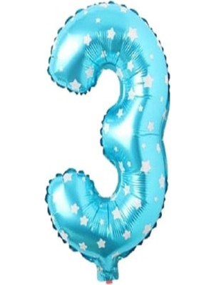 Rönesans Parti Puanlı Mavi Renk Rakam Folyo Balon 36 cm Yaş 3