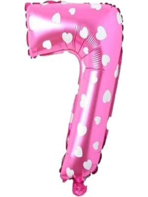 Best Parti Puanlı Pembe Renk Rakam Folyo Balon 36 cm Yaş 7