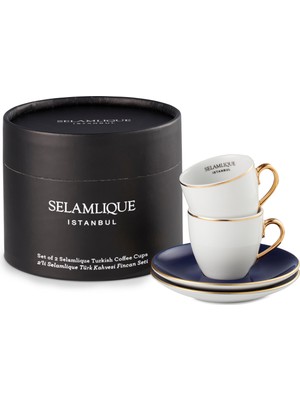 Selamlique 2'li Klasik Mavi Türk Kahvesi Fincanı