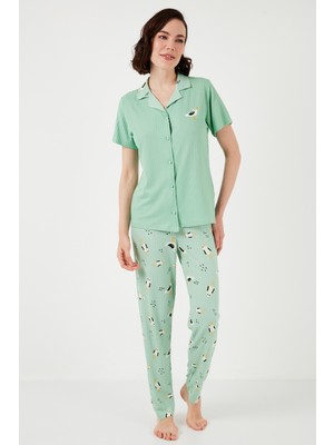 Lela Regular Fit Gömlek Yaka Kısa Kollu Pijama Takımı Bayan Pijama Takımı 65740102
