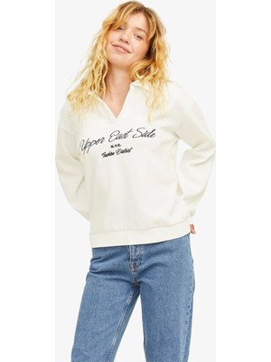 Jjxx Jxpallas Kadın Beyaz Sweatshirt 12262669-BLANCDEBLANC