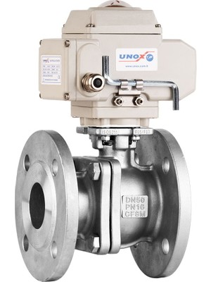 Unox DN80 - 3" 220 V Ac Elektrikli Aktüatörlü Flanşlı Küresel Vana 2 Parçalı