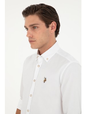 U.S. Polo Assn. Erkek Beyaz Gömlek Desenli 50291795-VR013