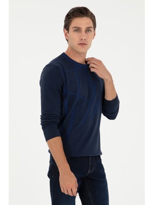 U.S. Polo Assn. Erkek Slim Fit Bisiklet Yaka Lacivert Kazak 50292869-VR033