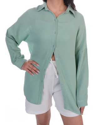 Si & Su Si&su Müslin Kumaş Kadın Rahat Kesim, Oversize, Salaş Gömlek