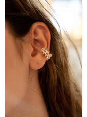 Moonjy VIP Çelik Gold Crown Earcuff