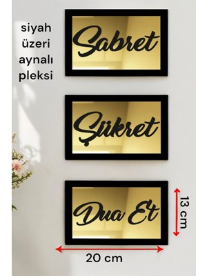 Major Selection Sabret Şükret Dua Et 3'Lü Set Gümüş Ayna Pleksi