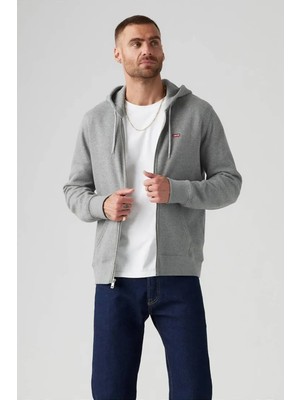 Levi's Original Kapüşonlu Fermuarlı Erkek Gri Sweatshirt - A7770-0003