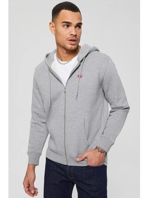 Levi's Original Kapüşonlu Fermuarlı Erkek Gri Sweatshirt - A7770-0003