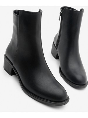 Marjin Kadın Klasik Yandan Fermuarlı Günlük Bot Safina Siyah