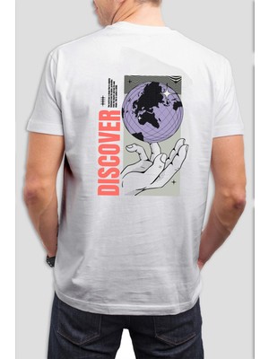 T-35 Discover Baskılı Beyaz Unisex Tişört C1011