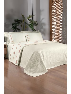 Sarev Londa Ekru Çift Kişilik  Pamuk Wedding Pike Seti