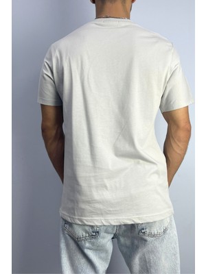 Erkek M. Baskılı Gri Oversize T-Shirt