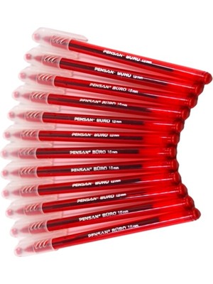 Pensan Büro Kırmızı Tükenmez Kalem Seti 12 Adet