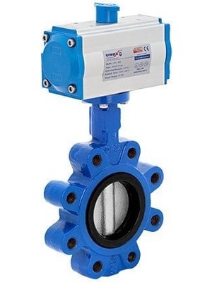 Unox Dn 65-21/2"çift Etkili Pnömatik Aktüatörlü Lug Tipi Kelebek Vana  Nikel Klape