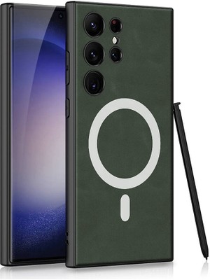 ZORE Galaxy S24 Ultra Kılıf Magsafe Şarj Özellikli Deri Tasarımlı Zore Kıpta Nubuk Kapak