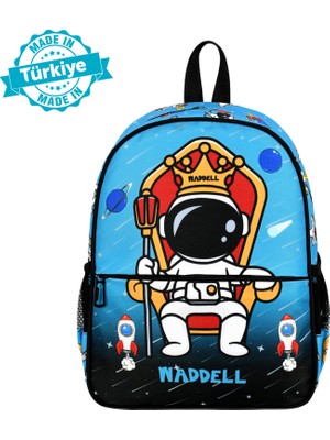 Niss Store Waddell Lisanslı Astronot Desenli Mavi Anaokul Kreş Sırt Çantası