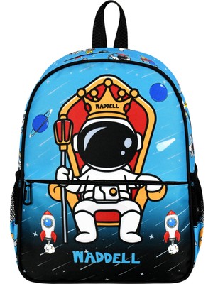 Niss Store Waddell Lisanslı Astronot Desenli Mavi Anaokul Kreş Sırt Çantası