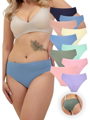 Alya Underwear Kadın Pamuklu Bato / Hipster Slip Külot - 10'lu Paket (MULTICOLOR-X16)