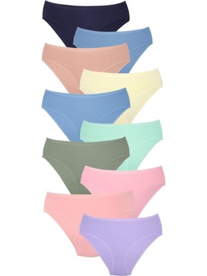 Alya Underwear Kadın Pamuklu Bato / Hipster Slip Külot - 10'lu Paket (MULTICOLOR-X16)