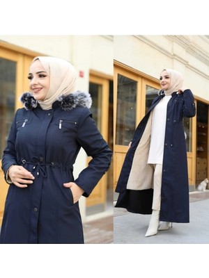 KMK Kombin Içi Tamamen Kürklü Su ve Rüzgar Geçirmez Battal Beden Spor Defile Büyük Beden Pardesü Mont