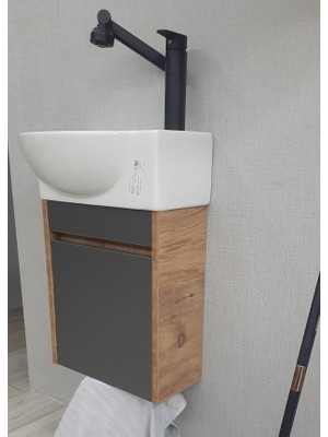 28*45 AdaGrup Çift Renk Mini Banyo Dolabı ve Lavabo