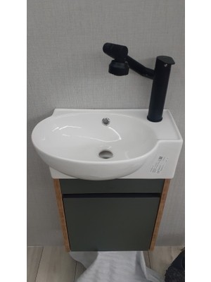 28*45 AdaGrup Çift Renk Mini Banyo Dolabı ve Lavabo