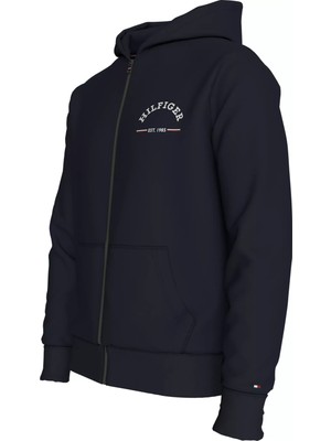 Tommy Hilfiger Erkek Roundall Hooded Zıp Through Sweatshirt-Lacivert