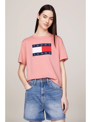 Tommy Hilfiger Kadın Tjw Bxy Tommy Flag Tee Ext T-Shirt-Pembe