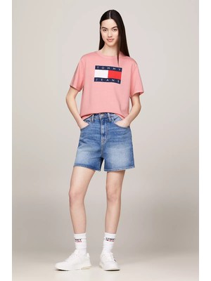 Tommy Hilfiger Kadın Tjw Bxy Tommy Flag Tee Ext T-Shirt-Pembe