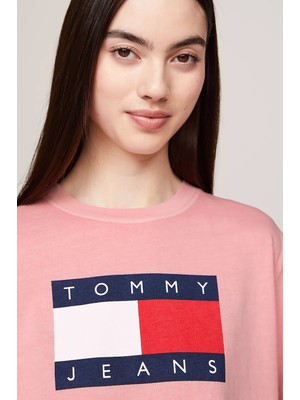 Tommy Hilfiger Kadın Tjw Bxy Tommy Flag Tee Ext T-Shirt-Pembe