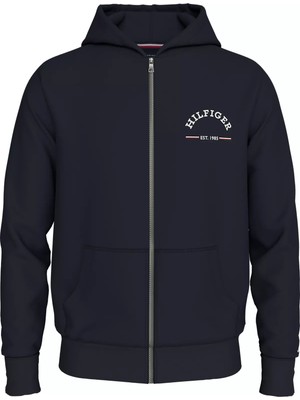 Tommy Hilfiger Erkek Roundall Hooded Zıp Through Sweatshirt-Lacivert