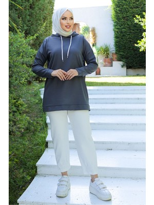 Yasaba Accessories Kapşonlu Tunik Füme - 10035.1778.