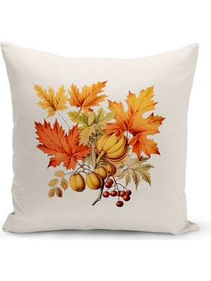 Bertille Home Sonbahar Serisi Çift Tarafı Dijital Baskılı  8'li Kırlent Kılıfı Seti (Halloween Autumn Cushion Cover)