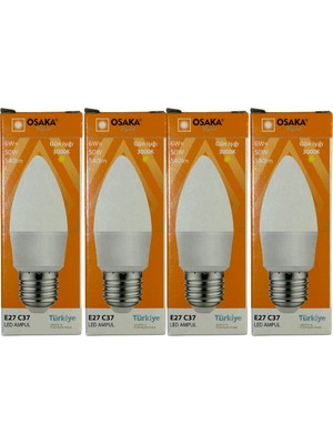 Osaka 6W (50W) 3000K (Sarı Işık) E27 Duylu LED Ampul (4 Adet)