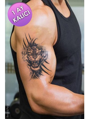 BP Tattoo 1 Ay Kalıcı Tattoo Gerçek Dövme Görünümlü Kaplan Dövmesi