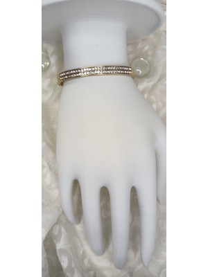 Lilly And Molly Jewelry Çift Sıra Zirkon Taşlı Çelik Kelepçe