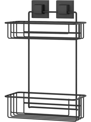 Teknotel Easy Fix Iki Katlı Düz Duş Rafı - Siyah