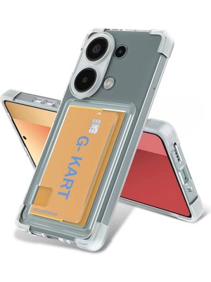ZORE Xiaomi Redmi Note 13 4g Kılıf Airbag Tasarımlı Şeffaf Kartlıklı Zore G-Kart Kapak-Şeffaf