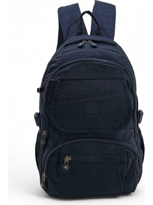 Unisex Krinkıl Kumaş Su Geçirmez Orta Boy Siyah Klinkır Sırt Çantası Okul Çantası