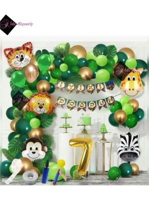 Mg Store 7 Yaş Safari Temalı Folyo Lüks Zincir Balon Seti