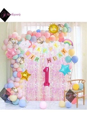 Mg Store Doğum Günü Partisi Süslemeleri, Gökyüzü Teması, Güneş Bulutları Gökkuşağı Doğum Günü Parti Seti Süsü