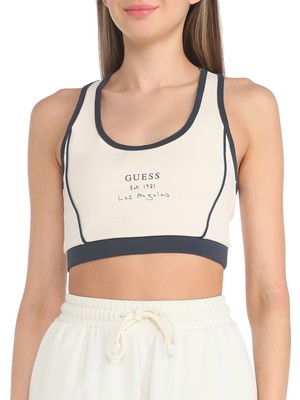 Guess Kadın Sıgnature Actıve Top Bras Crop-Krem